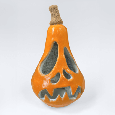 Photo of gourd-orange sculpture.