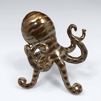 Photo of octo-copper sculpture.